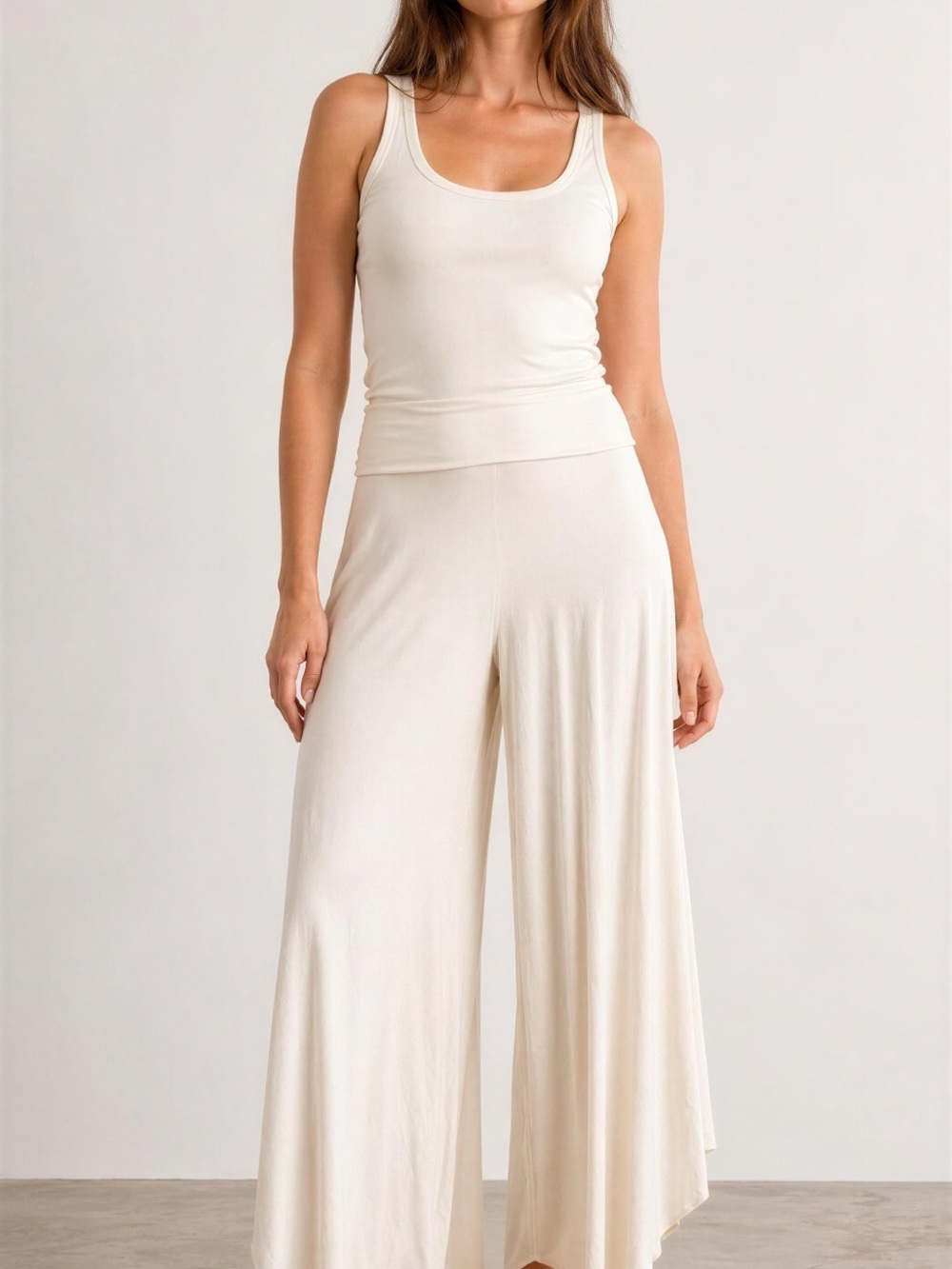 Lane Bryant Cream Wide-Leg Lounge Pants